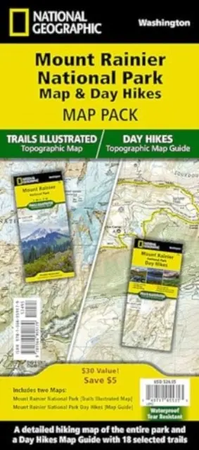 Mount Rainier napi túrák és nemzeti park térkép [térképcsomag csomag] Térkép - Mount Rainier Day Hikes and National Park Map [Map Pack Bundle] Map