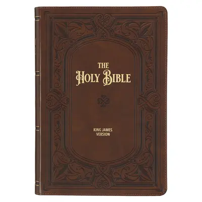 Studijní bible KJV, velký tisk Bible kralické verze, záložky na palec, stužky, umělá kůže sedlově hnědá v rámečku s reliéfem Art Nouveau - KJV Study Bible, Large Print King James Version Holy Bible, Thumb Tabs, Ribbons, Faux Leather Saddle Tan Framed Art Nouveau Debossed
