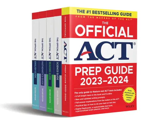 The Official ACT Prep & Subject Guides 2023-2024 Complete Set (Az ACT hivatalos előkészítő és tantárgyi útmutatója 2023-2024): Tartalmazza a Hivatalos ACT előkészítő, angol, matematika, olvasás és természettudományi útmutatót + 8 P - The Official ACT Prep & Subject Guides 2023-2024 Complete Set: Includes the Official ACT Prep, English, Mathematics, Reading, and Science Guides + 8 P