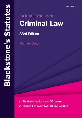 Blackstones Statutes on Criminal Law 33. kiadás - Blackstones Statutes on Criminal Law 33rd Edition